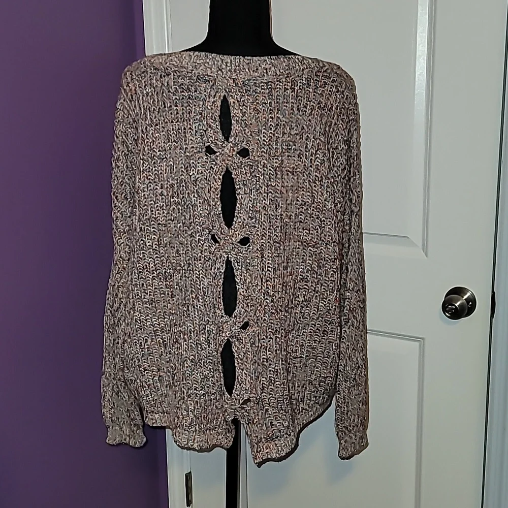 Express Women's Knit Cut Out Back Oversized Sweater - Multicolor Sz: S